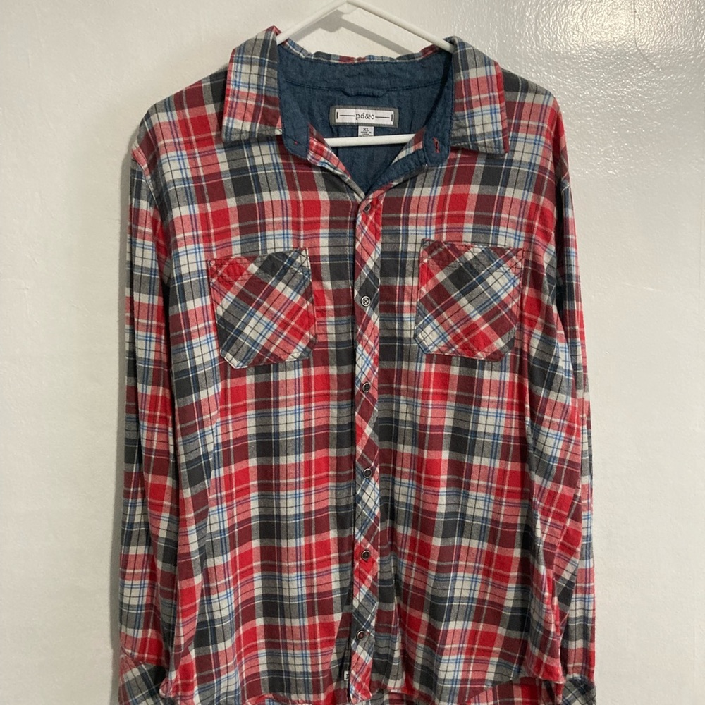 Pd&c Red white blue and gray flannel shirt extra-large